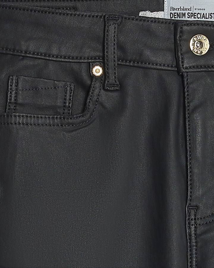 Black Coated Flared Jeans