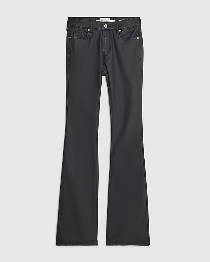 Black Coated Flared Jeans