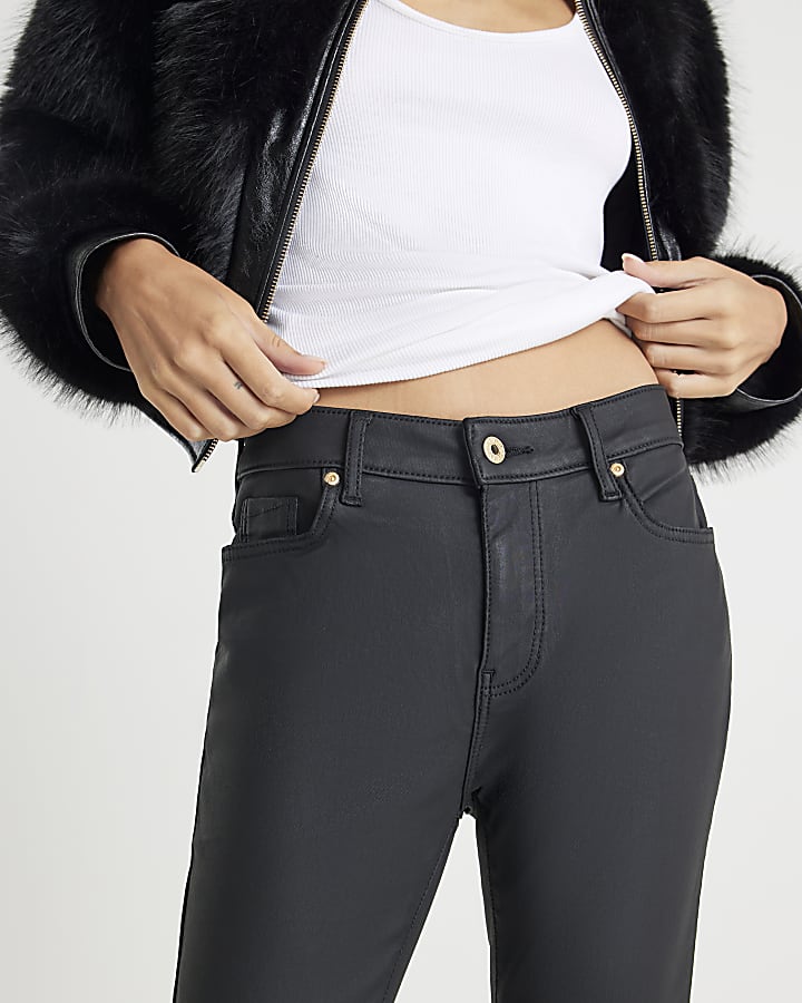 Black Coated Flared Jeans