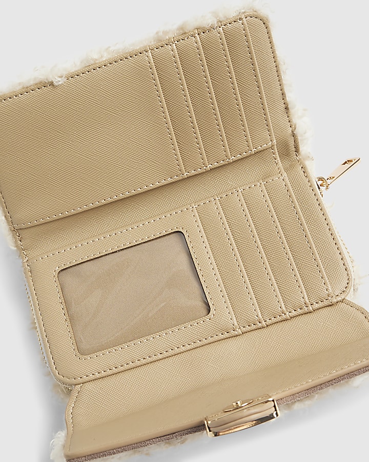Beige Borg Tab Front Purse