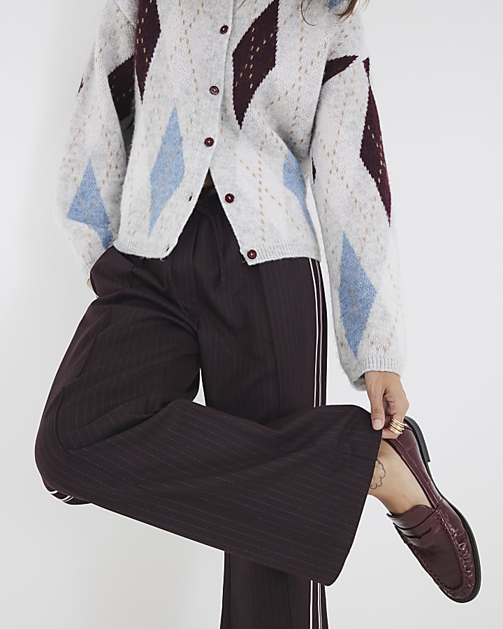 Red Pinstripe Tailored Wide Leg Joggers