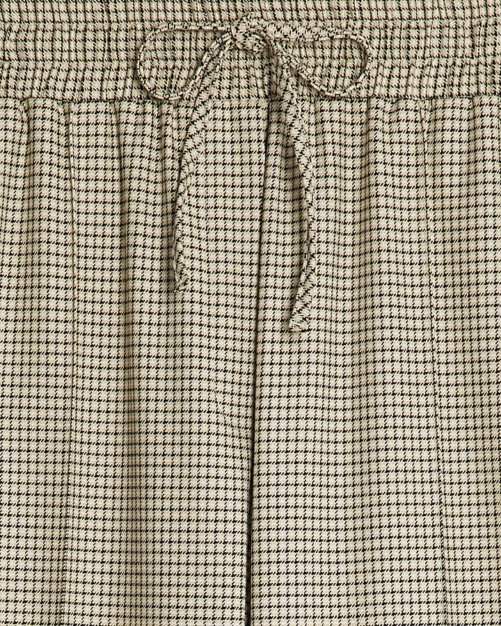 Beige Check Tailored Joggers