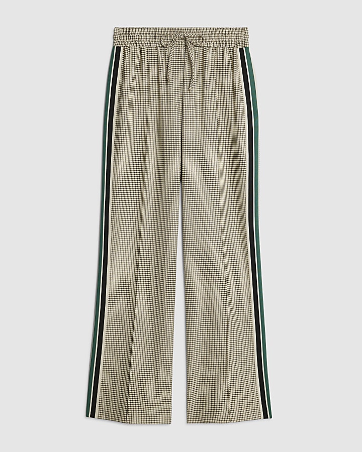 Beige Check Tailored Joggers
