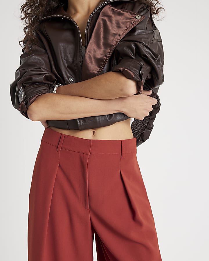 Red Wide Leg Trousers