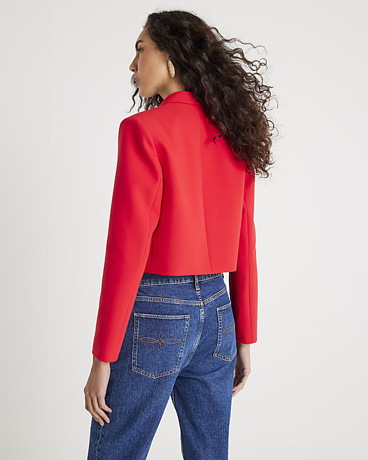 Red Cropped Blazer