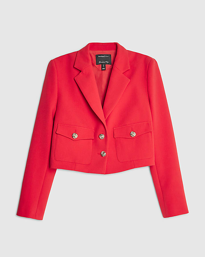 Red Cropped Blazer