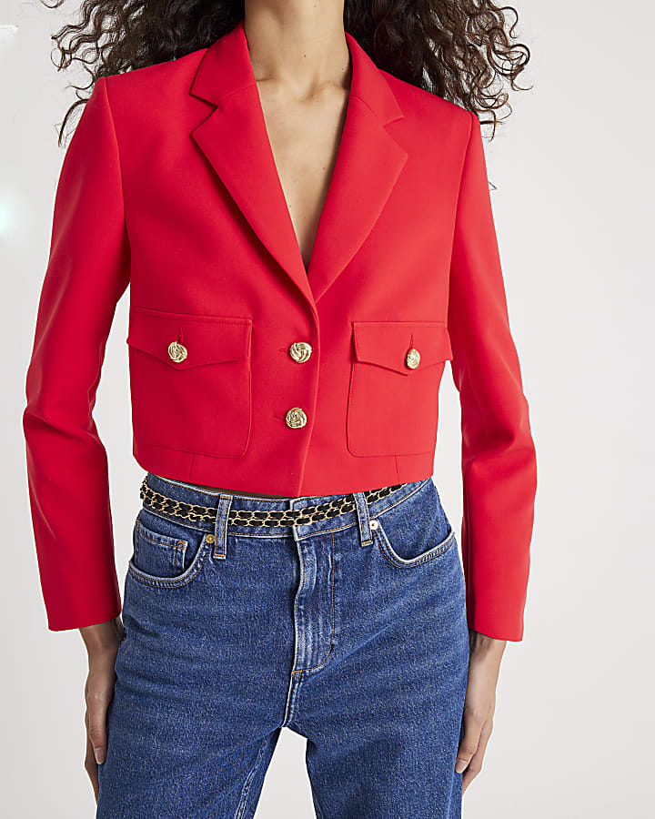 Red Cropped Blazer