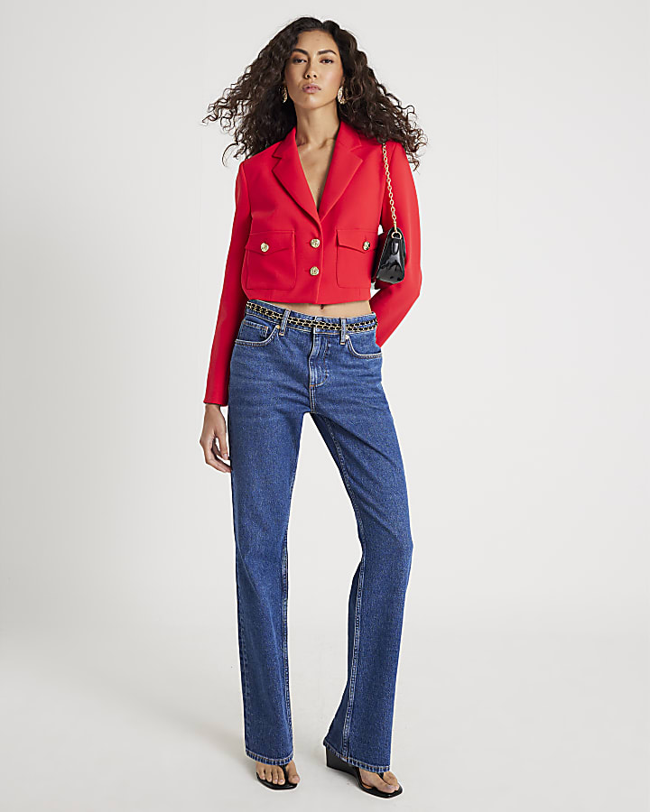 Red Cropped Blazer
