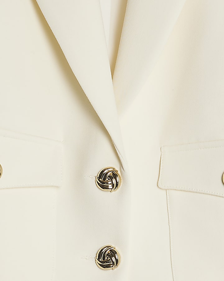 Cream Utility Cropped Blazer