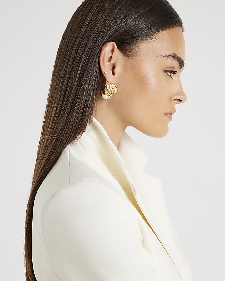 Cream Utility Cropped Blazer