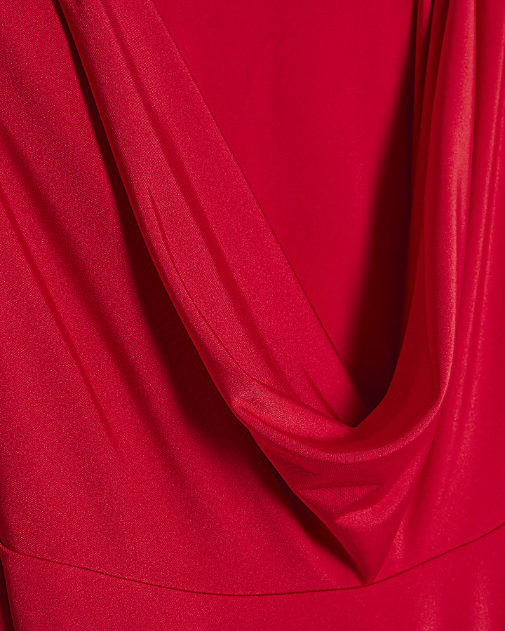 Red Cowl Neck Bodysuit
