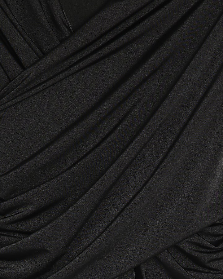 Black Sleeveless Wrap Bodysuit