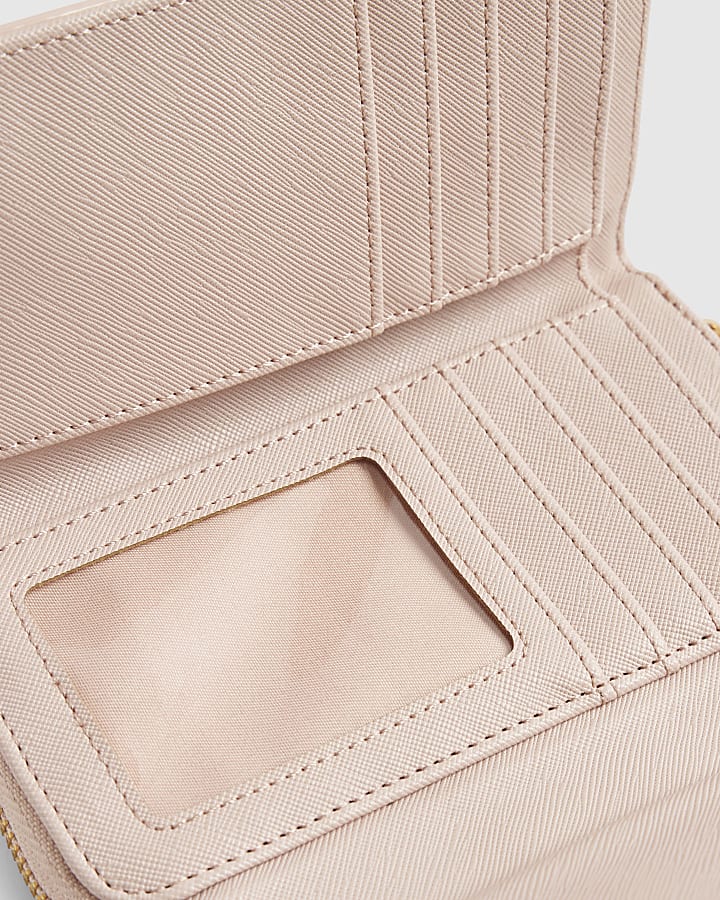 Pink Panelled Zip Around Purse
