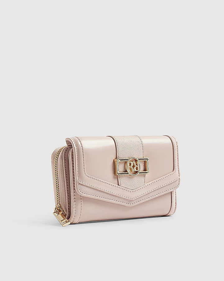 Pink Panelled Zip Around Purse