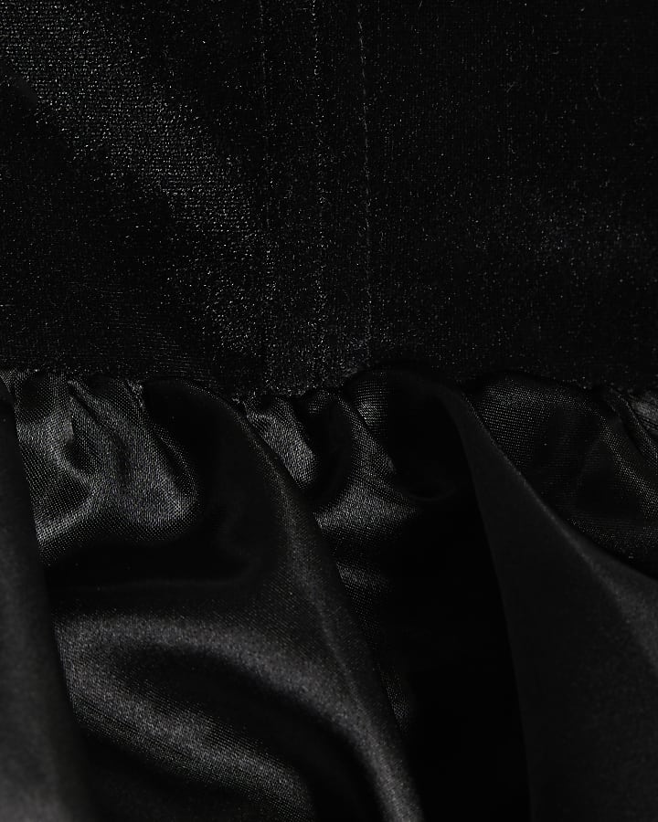 Black Velvet Sleeveless Bandeau Peplum Top