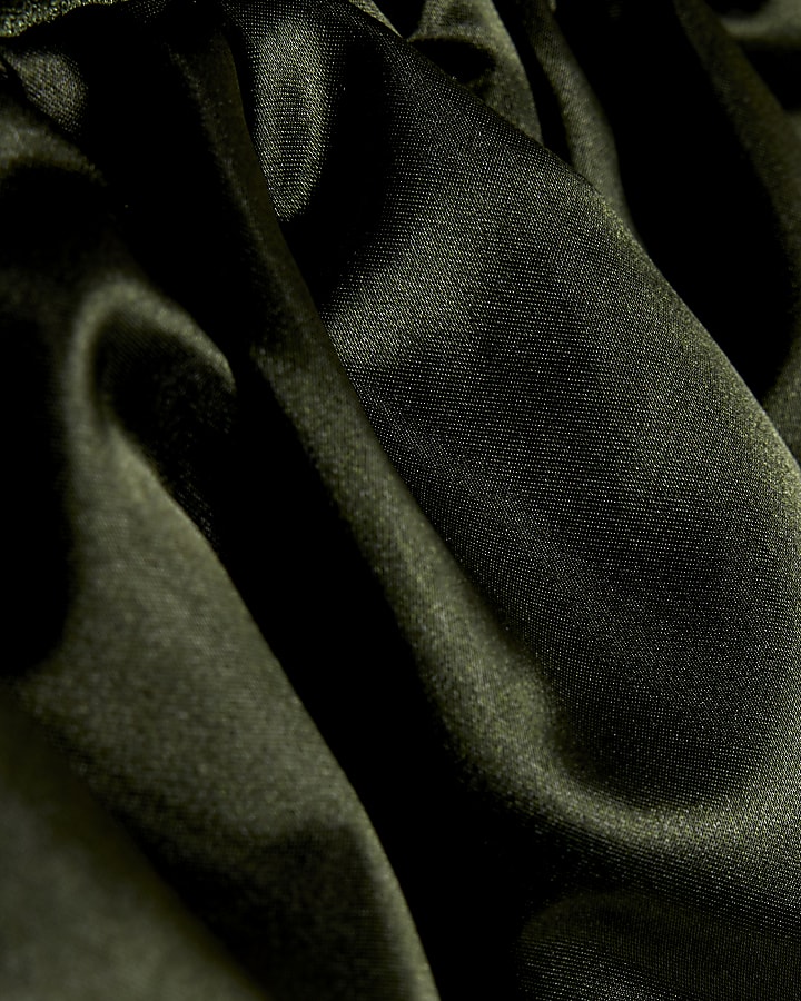 Green Velvet Sleeveless Bandeau Peplum Top