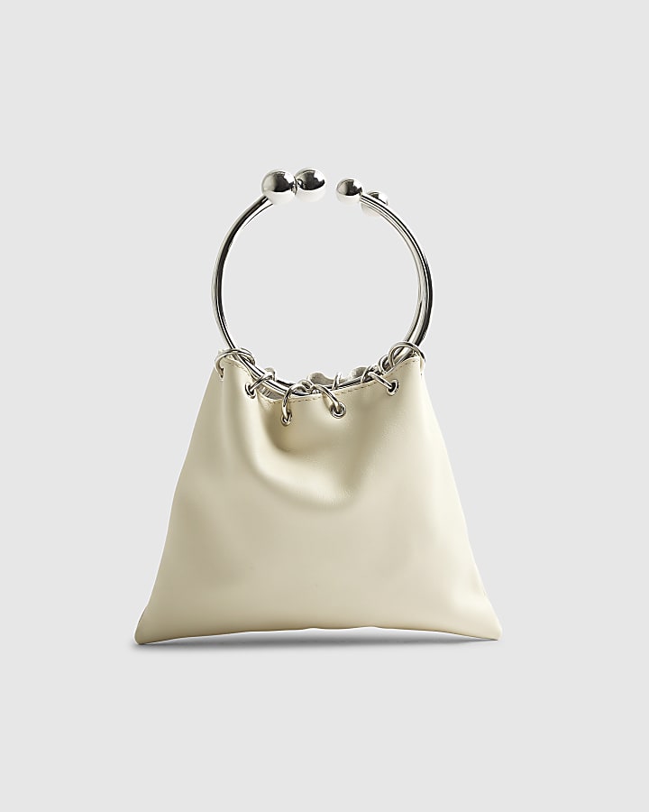 RI Studio Cream Studded Leather Clutch Bag