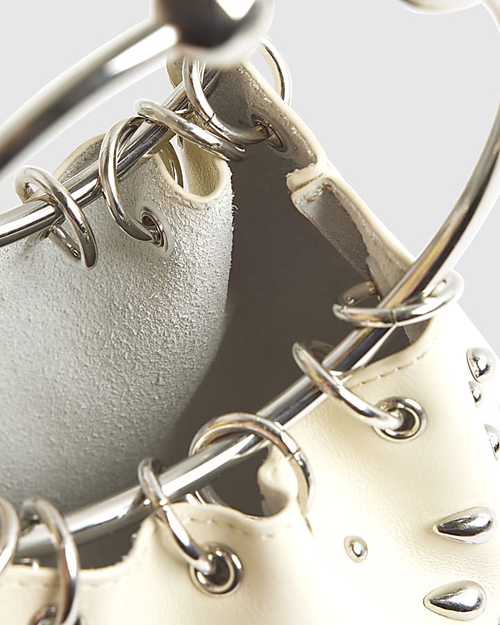 RI Studio Cream Studded Leather Clutch Bag