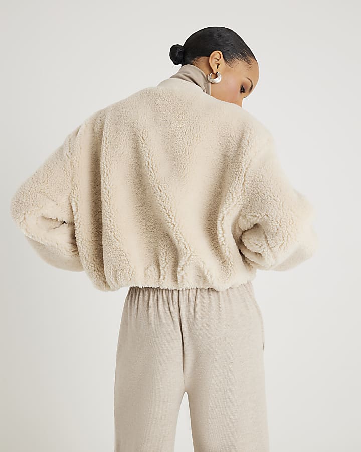 Cream Borg Bomber Jacket