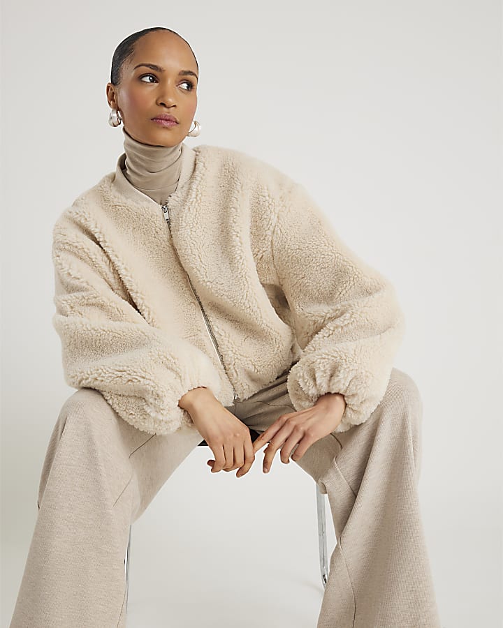 Cream Borg Bomber Jacket