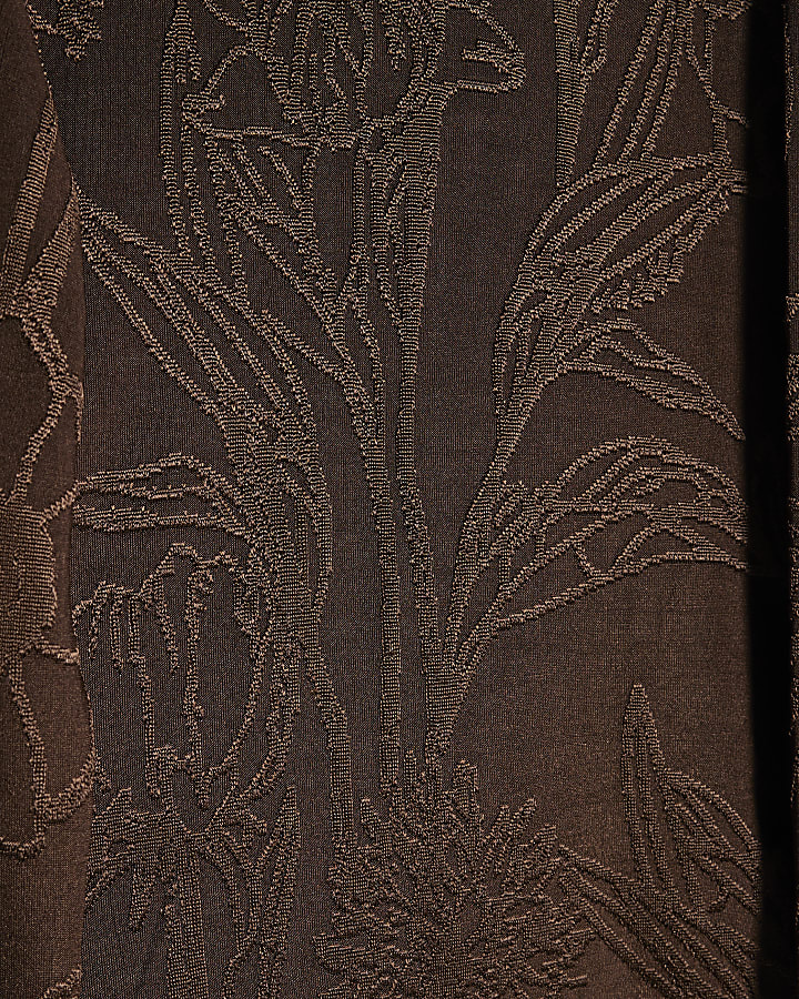 Brown Jacquard Scarf Tie Top