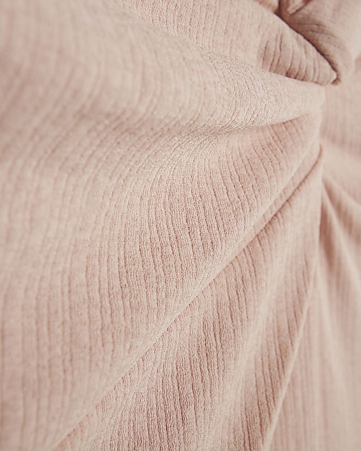 Pink Long Sleeve Twist Front Top