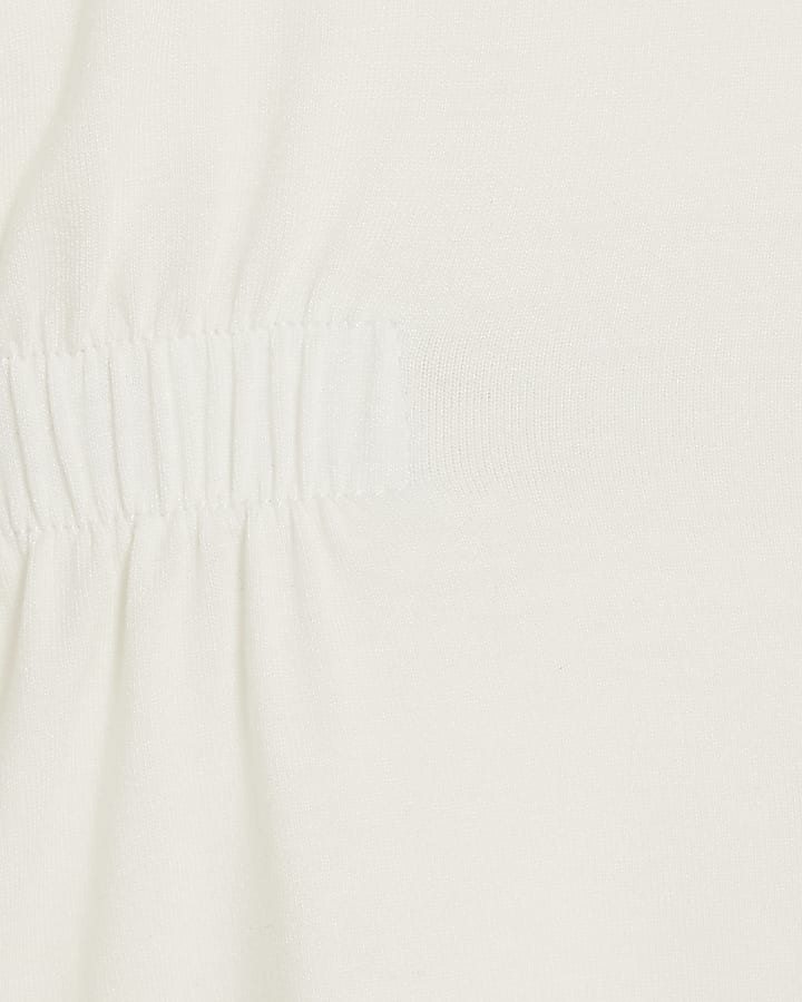 Cream Short Sleeve Elasticated Waist T-shirt