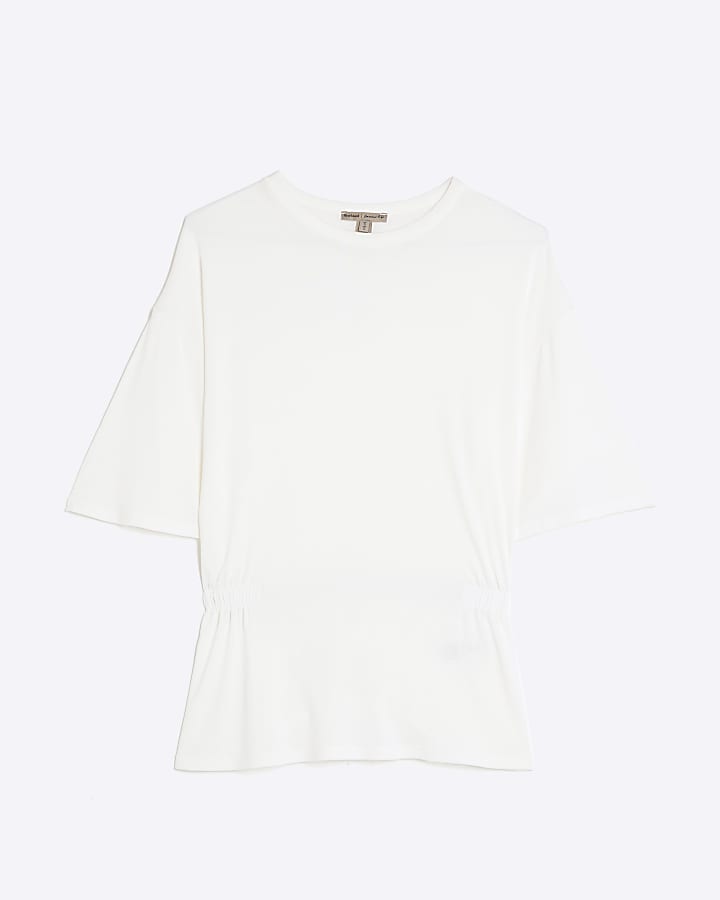 Cream Short Sleeve Elasticated Waist T-shirt