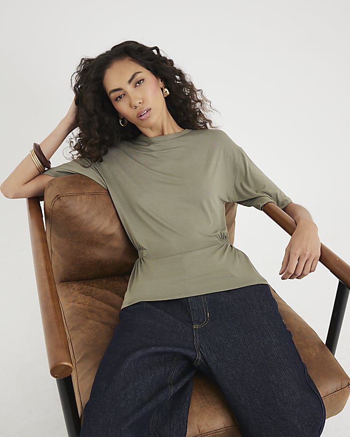 Khaki Elasticated Waist T-Shirt
