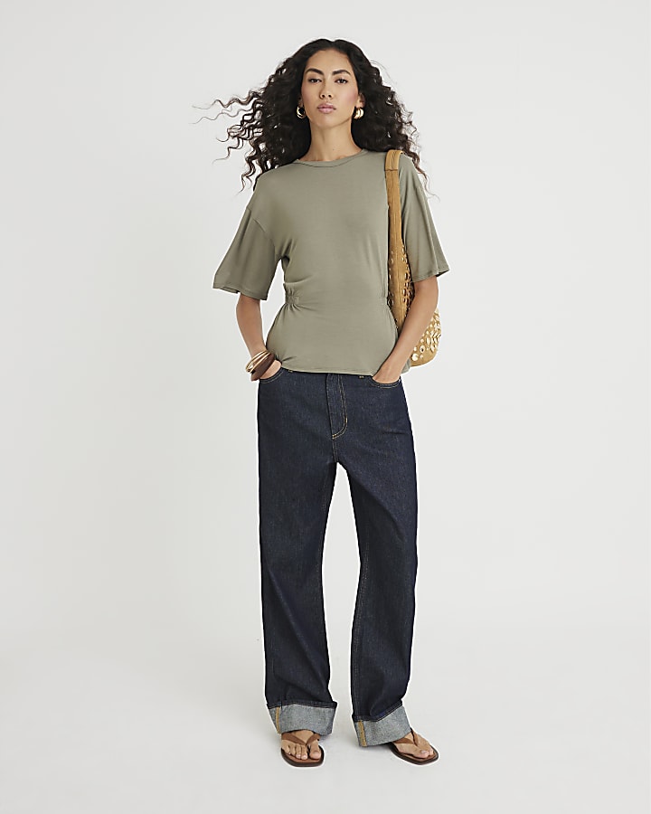 Khaki Elasticated Waist T-Shirt