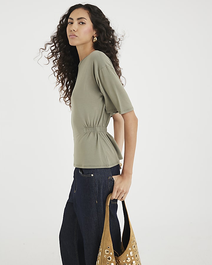 Khaki Elasticated Waist T-Shirt