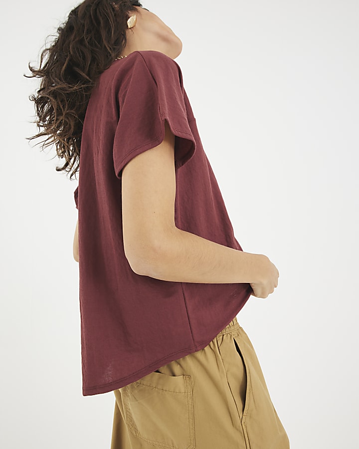 Red Short Sleeve Batwing T-shirt