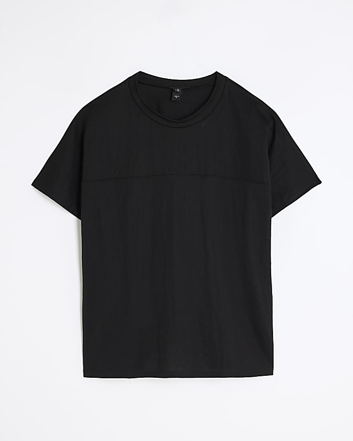 Black Linen Look Short Sleeve T-Shirt