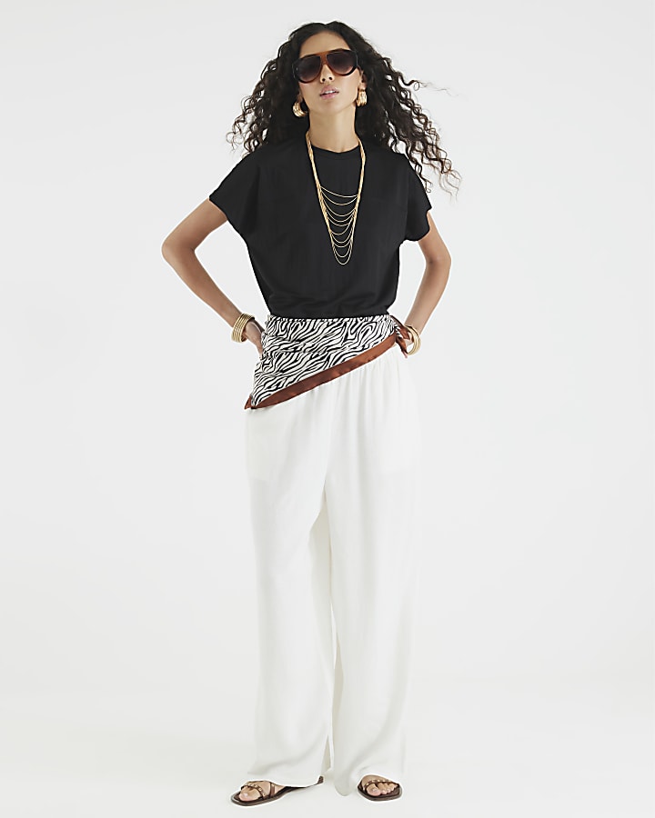 Black Linen Look Short Sleeve T-Shirt