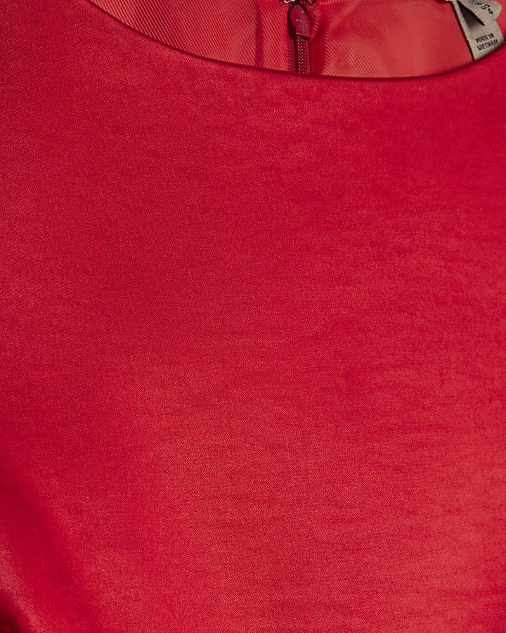 Red Satin Sleeveless Bow Detail Mini Dress