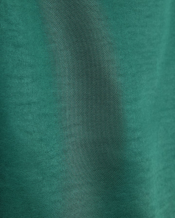 Green Satin Sleeveless Bow Detail Mini Dress