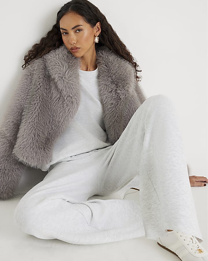 Grey Premium Wide Leg Joggers