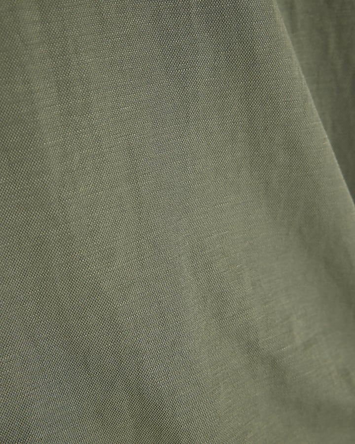 Khaki Short Sleeve Tie Detail T-Shirt