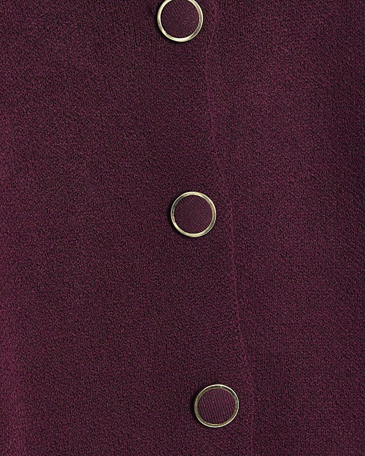 Red Knitted Button Detail Cardigan