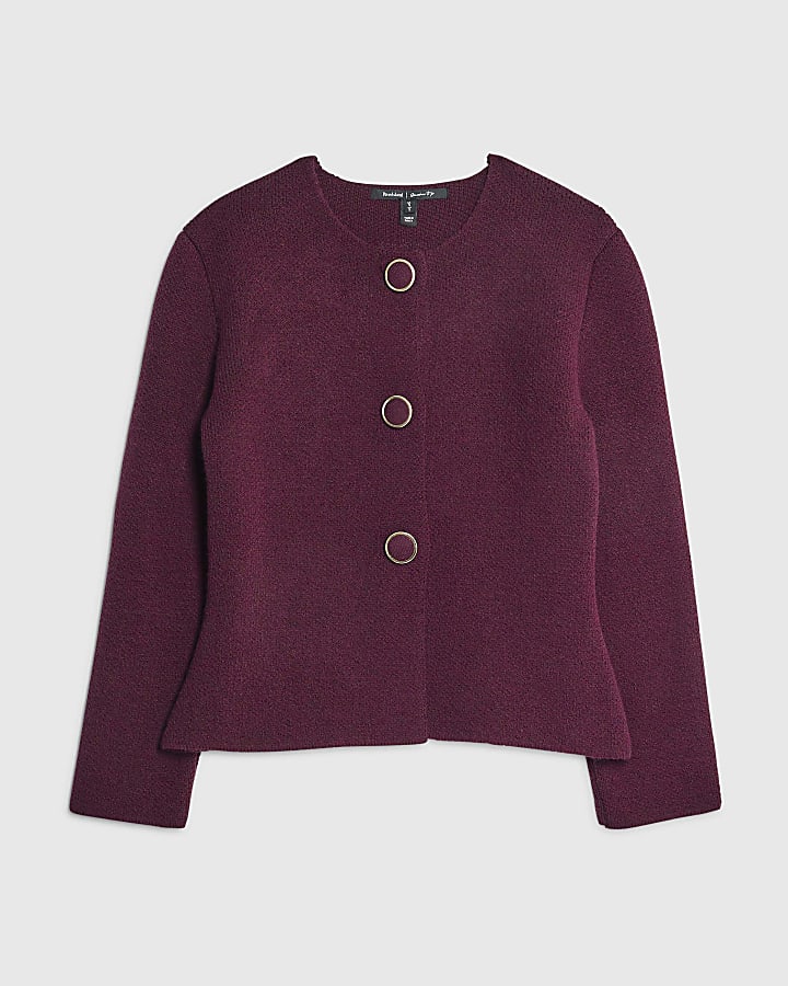 Red Knitted Button Detail Cardigan