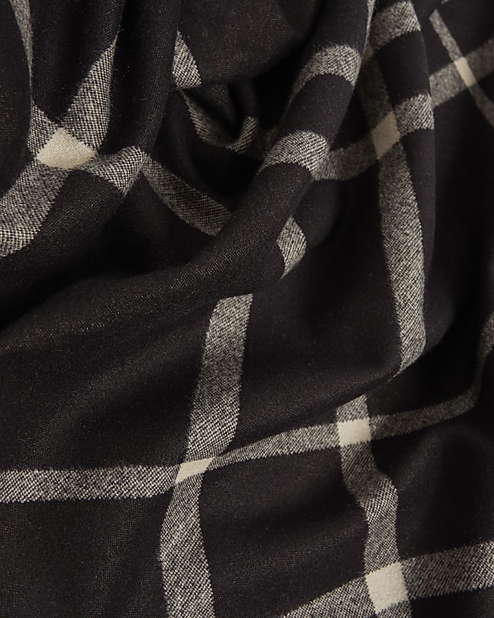 Black Monochrome Checked Scarf