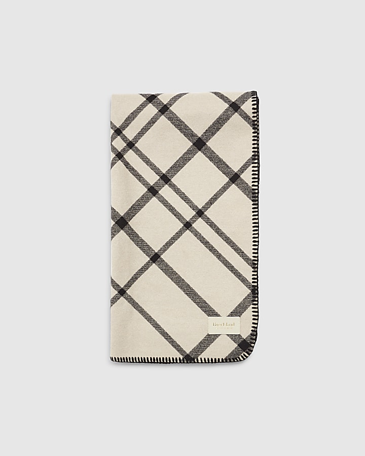 Black Monochrome Checked Scarf