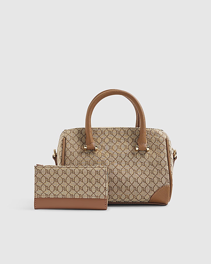 Beige Monogram Diamante Bowler Bundle Bag