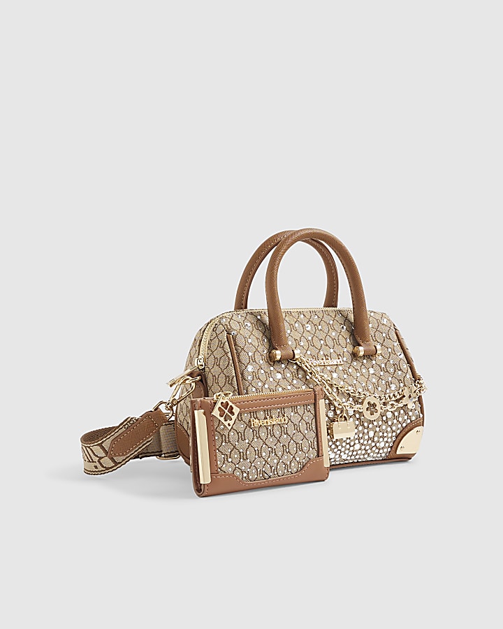 Beige Monogram Diamante Bowler Bundle Bag
