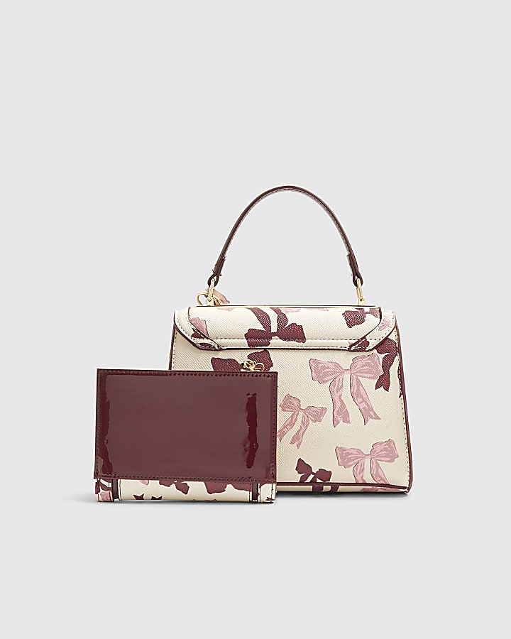 Cream Scarf Mini Bow Tote bag Bundle