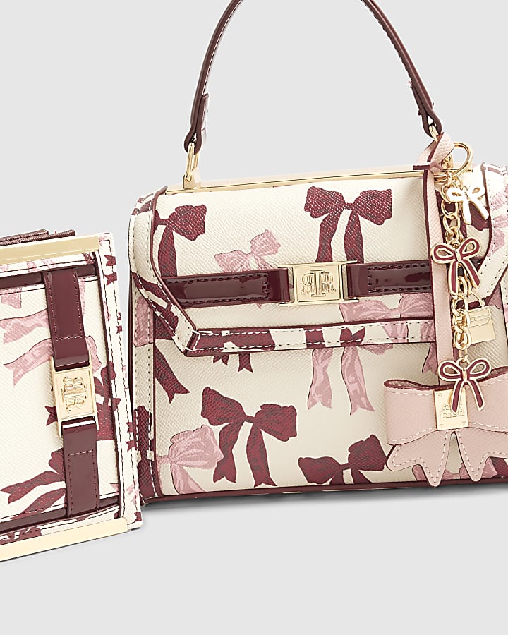 Cream Scarf Mini Bow Tote bag Bundle