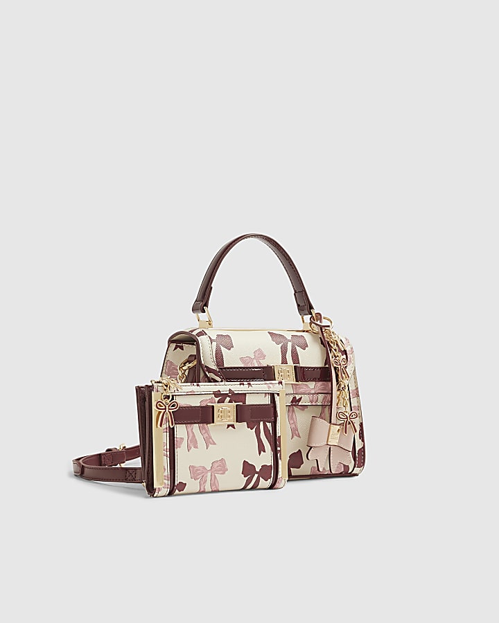 Cream Scarf Mini Bow Tote bag Bundle