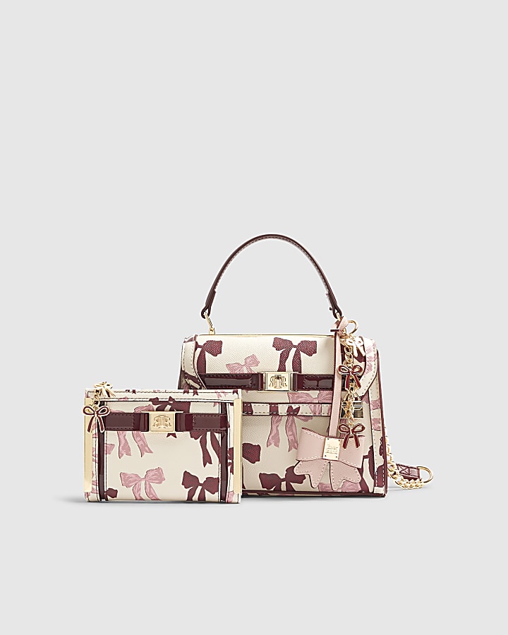 Cream Scarf Mini Bow Tote bag Bundle