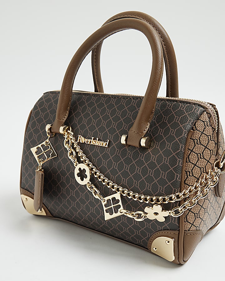 Brown Monogram chain detail Bowler bag