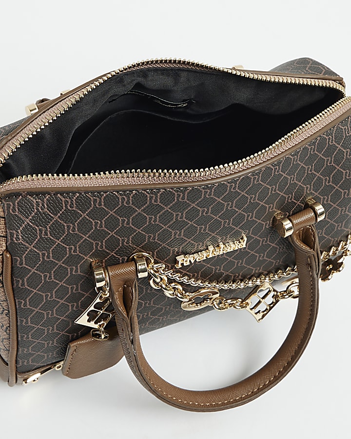 Brown Monogram chain detail Bowler bag